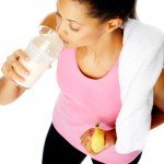 woman drinking milk