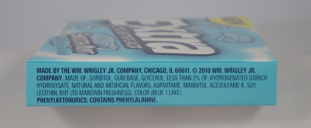 extra gum warning label